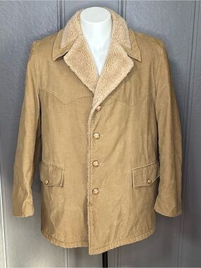 Vintage 60s-70s Peters All Weather Wear Corduroy Sherpa Lined Coat